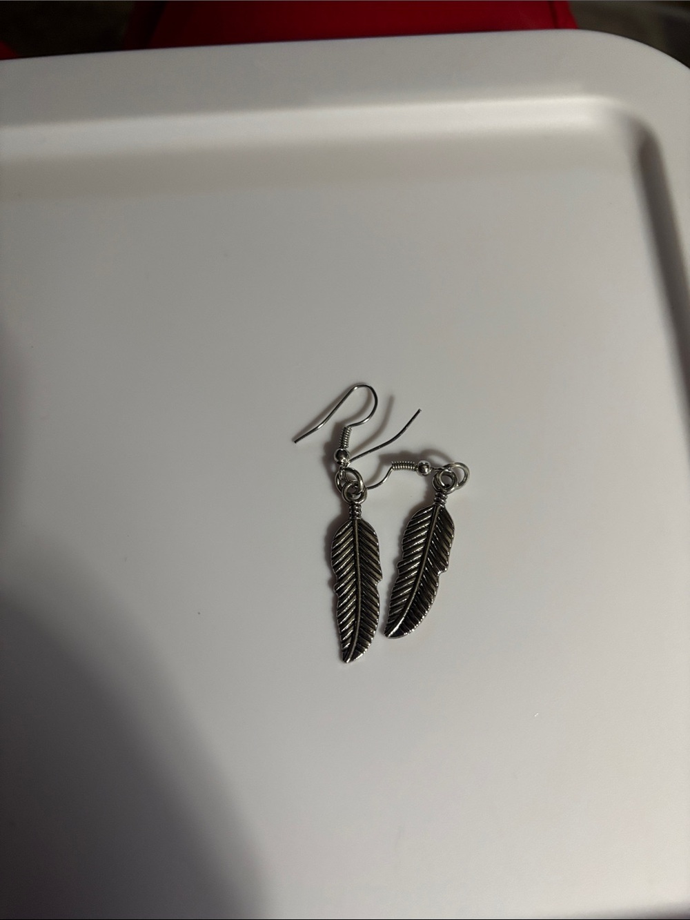 Silver Feather Dangle Earrings